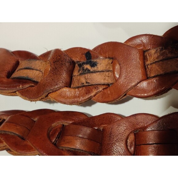Aimee Lynn Belt Braided Leather Silver Horseshoe Accents Size 1x36 inches 2 tip - Picture 7 of 9